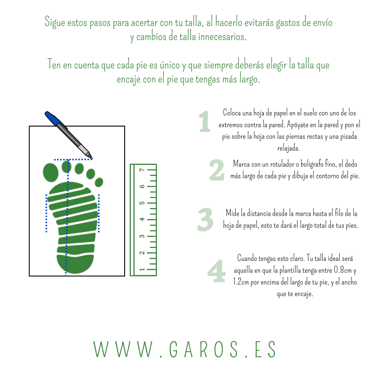 ¿Cómo medir tu pie para elegir tu talla de calzado? - GARÓS
