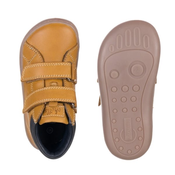 BOTIN BAREFOOT CLASICO CON DOS VELCROS 1124518 PIEL CAMEL - CHETTO - GARÓS