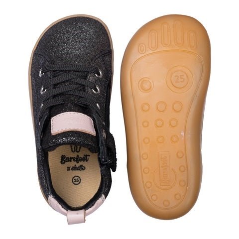 BOTÍN BAREFOOT CORDONES CON DISEÑO BRILLANTE 1125521 PIEL NEGRA - CHETTO - GARÓS