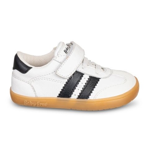 DEPORTIVA BAREFOOT BEBÉ " SAMBA" CON VELCRO Y ELÁSTICO PIEL 1125500 BLANCO Y NEGRO - CHETTOS - GARÓS