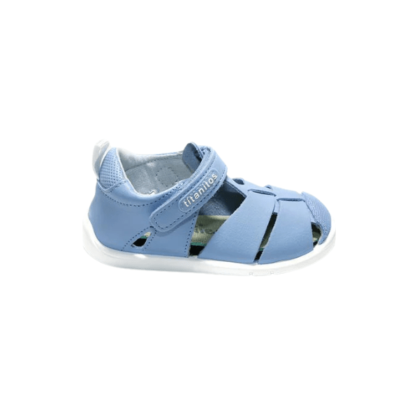 SANDALIA BAREFOOT B500 ERIC TITANITOS PIEL LAVABLE CELESTE - GARÓS