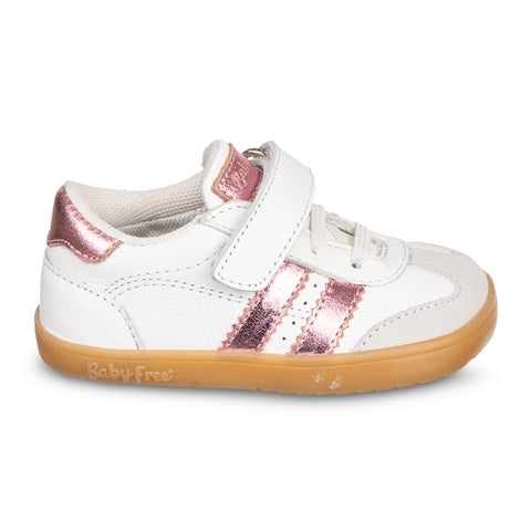 DEPORTIVA BAREFOOT BEBÉ CON VELCRO Y ELÁSTICO PIEL 1125500 BLANCO Y ROSA - CHETTO
