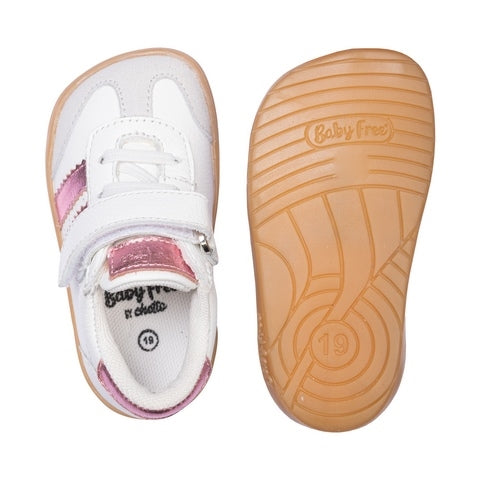 DEPORTIVA BAREFOOT BEBÉ CON VELCRO Y ELÁSTICO PIEL 1125500 BLANCO Y ROSA - CHETTO