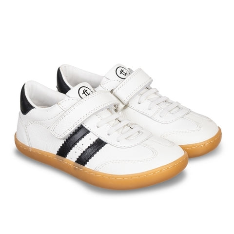 DEPORTIVA BAREFOOT JUNIOR CON VELCRO Y ELÁSTICO  SAMBA PIEL 1125530 BLANCO Y NEGRO - CHETTO