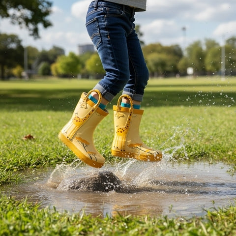 BOTA DE AGUA BAREFOOT CON AGARRADOR JIRAFA GOMA  AMARILLO - CHETTO