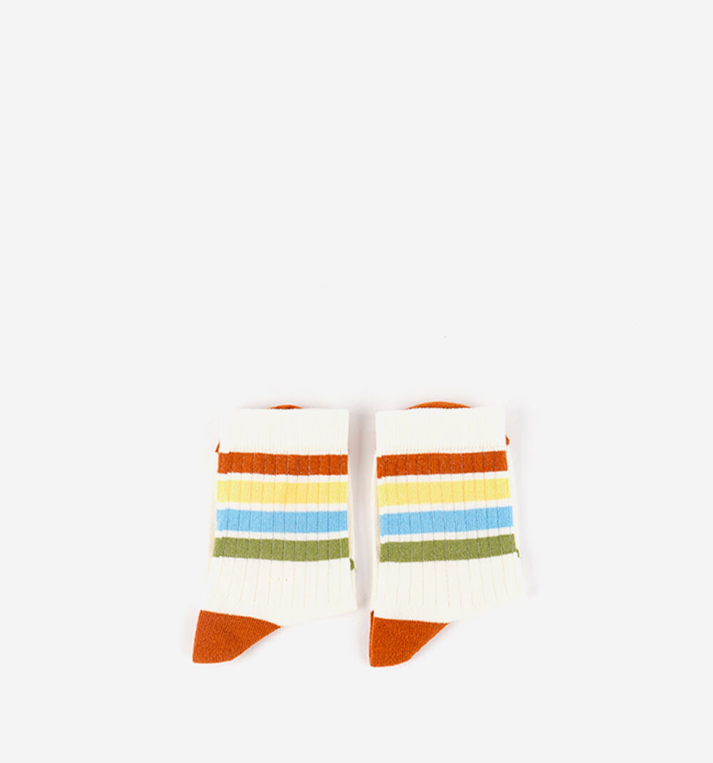 CALCETIN BAREFOOT INFANTIL ALGODÓN RAYAS MULTICOLOR NARANJA - VICTORIA