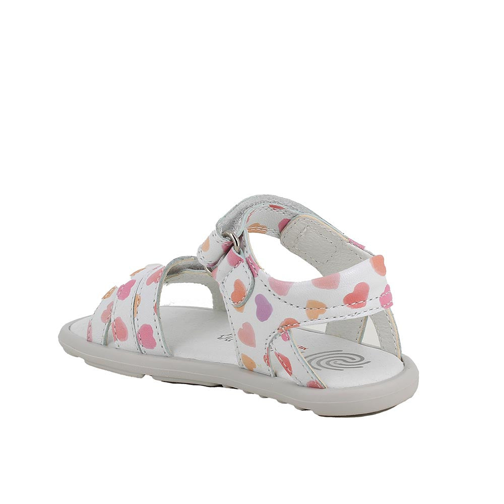 SANDALIA  BAREFOOT INFANTIL 1416933 PIEL BLANCA Y ROSA CORAZONES  - PRIMIGI