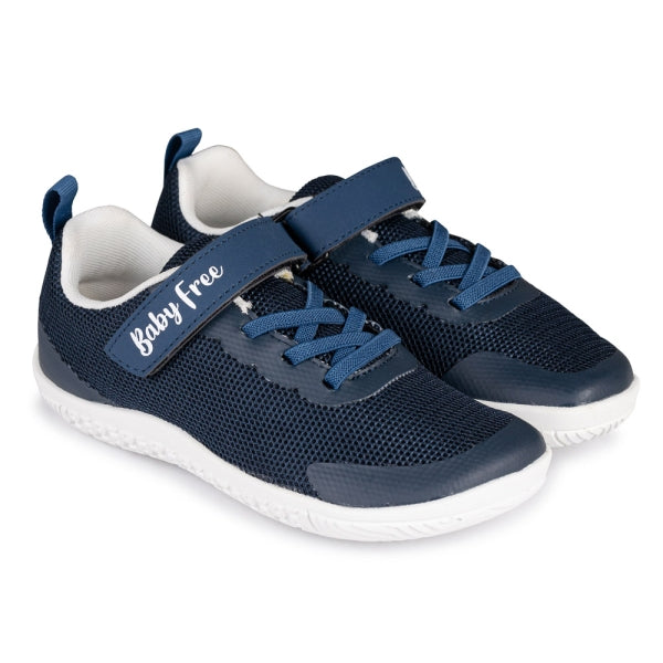 DEPORTIVA COLEGIAL BAREFOOT JUNIOR  CON CORDÓN ELÁSTICO Y VELCRO 50000 MESH AZUL MARINO - CHETTO