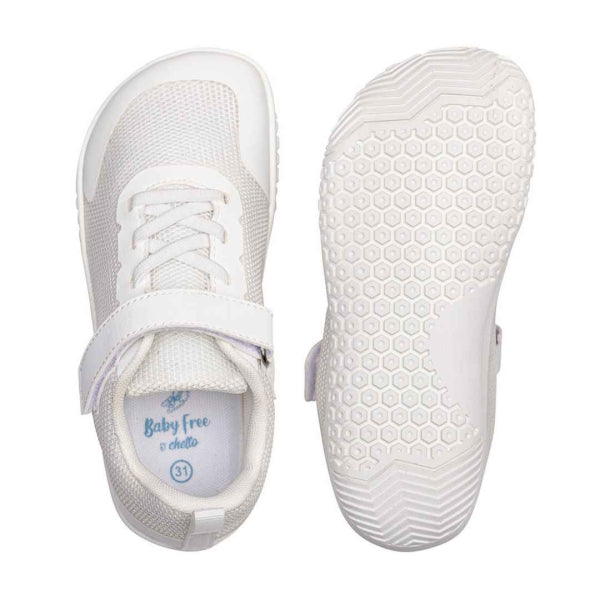 DEPORTIVA COLEGIAL BAREFOOT JUNIOR  CON CORDÓN ELÁSTICO Y VELCRO 50000 MESH BLANCO - CHETTO