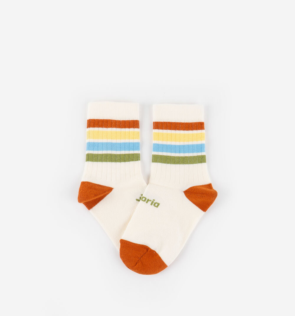 CALCETIN BAREFOOT INFANTIL ALGODÓN RAYAS MULTICOLOR NARANJA - VICTORIA