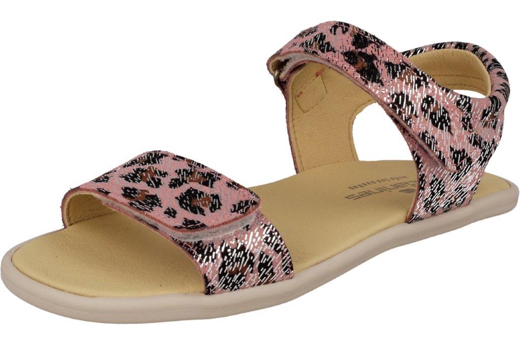 SANDALIA RESPETUOSA INFANTIL CON DOBLE VELCRO ANIMAL PRINT PIEL ROSA CON BRILLO (T.30-35)- ANDANINES
