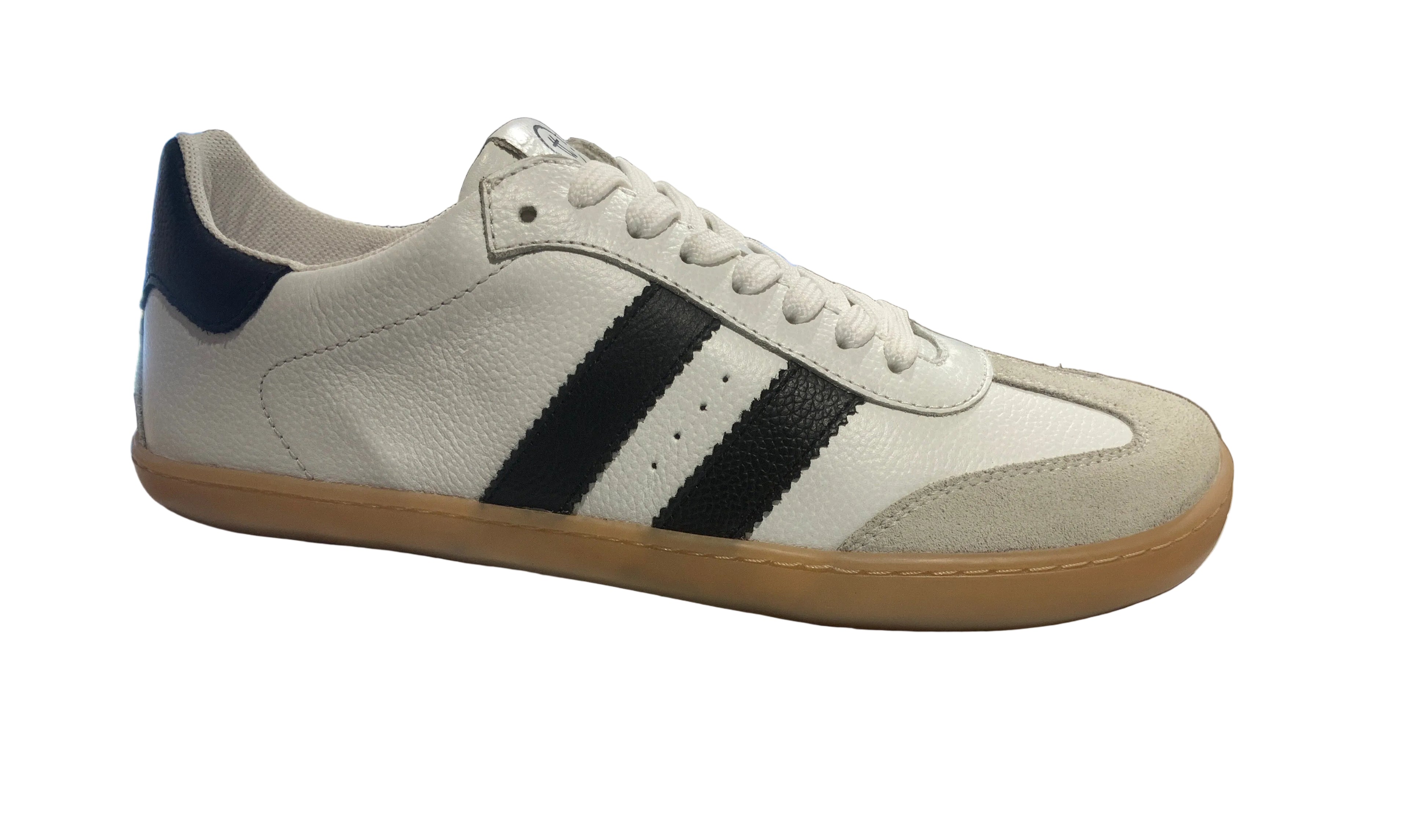 DEPORTIVA BAREFOOT ADULTO CON CORDONES "SAMBA"  PIEL BLANCO Y NEGRO  - CHETTO