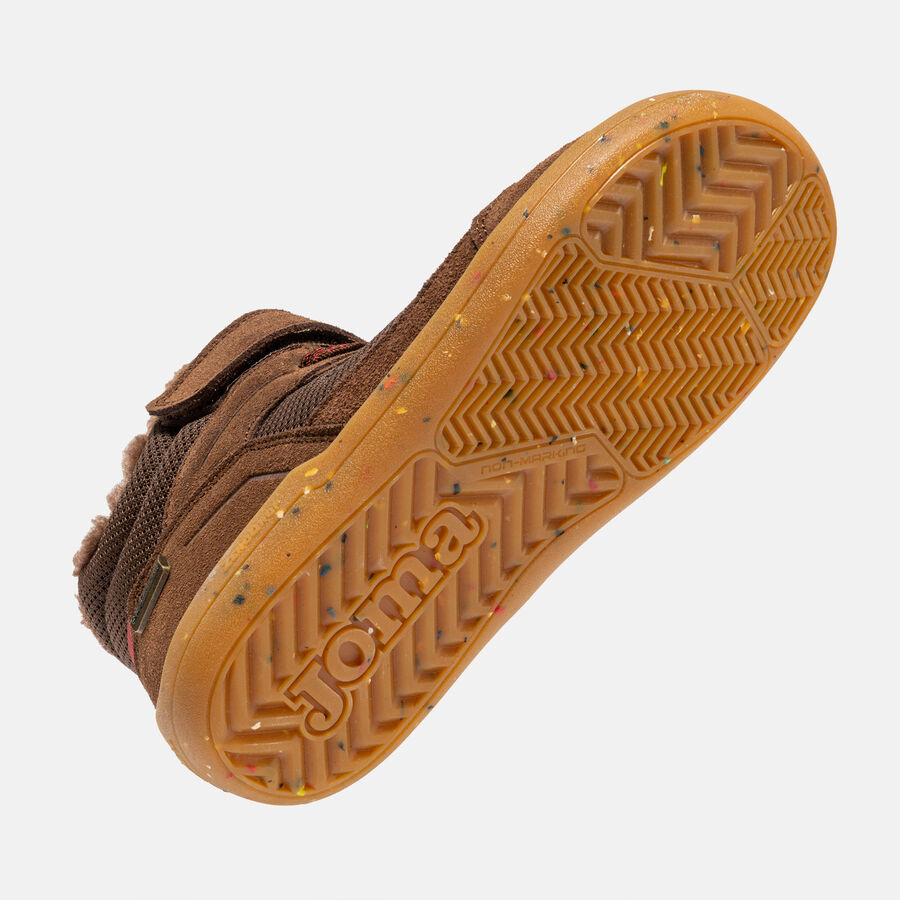 BOTÍN BAREFOOT JUNIOR  VELCRO Y ELÁSTICO FORRO PELUDO COCO AISLATEX 2524 PIEL MARRÓN - JOMA