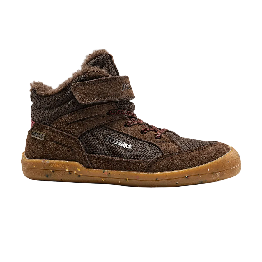 BOTÍN BAREFOOT JUNIOR  VELCRO Y ELÁSTICO FORRO PELUDO COCO AISLATEX 2524 PIEL MARRÓN - JOMA