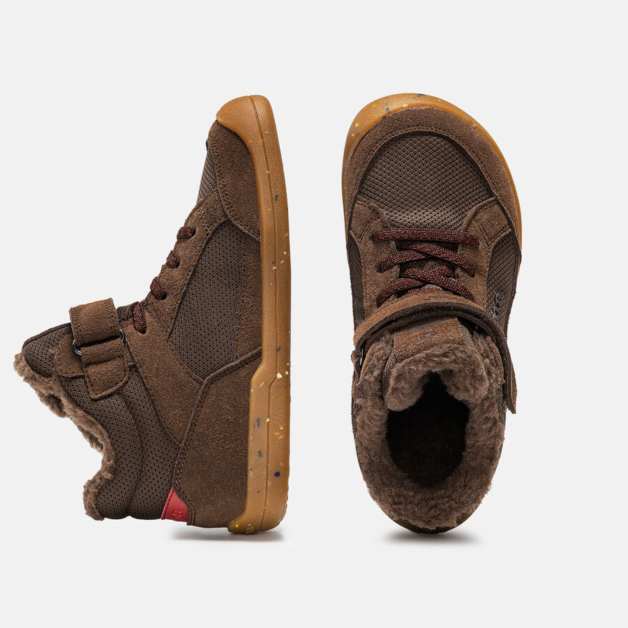 BOTÍN BAREFOOT JUNIOR  VELCRO Y ELÁSTICO FORRO PELUDO COCO AISLATEX 2524 PIEL MARRÓN - JOMA