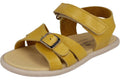 SANDALIA RESPETUOSA INFANTIL CON  VELCRO Y HEBILLA MARA PIEL MOSTAZA CON BRILLO- ANDANINES