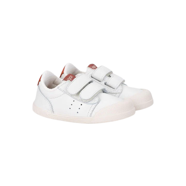 DEPORTIVA BAREFOOT MEDIUM TENNIS PIEL BLANCA Y TEJA - IGOR