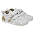 DEPORTIVA  BAREFOOT DOBLE VELCRO 3002-2 MICRO BLANCO Y SERRAJE ARENA - PIRUFLEX