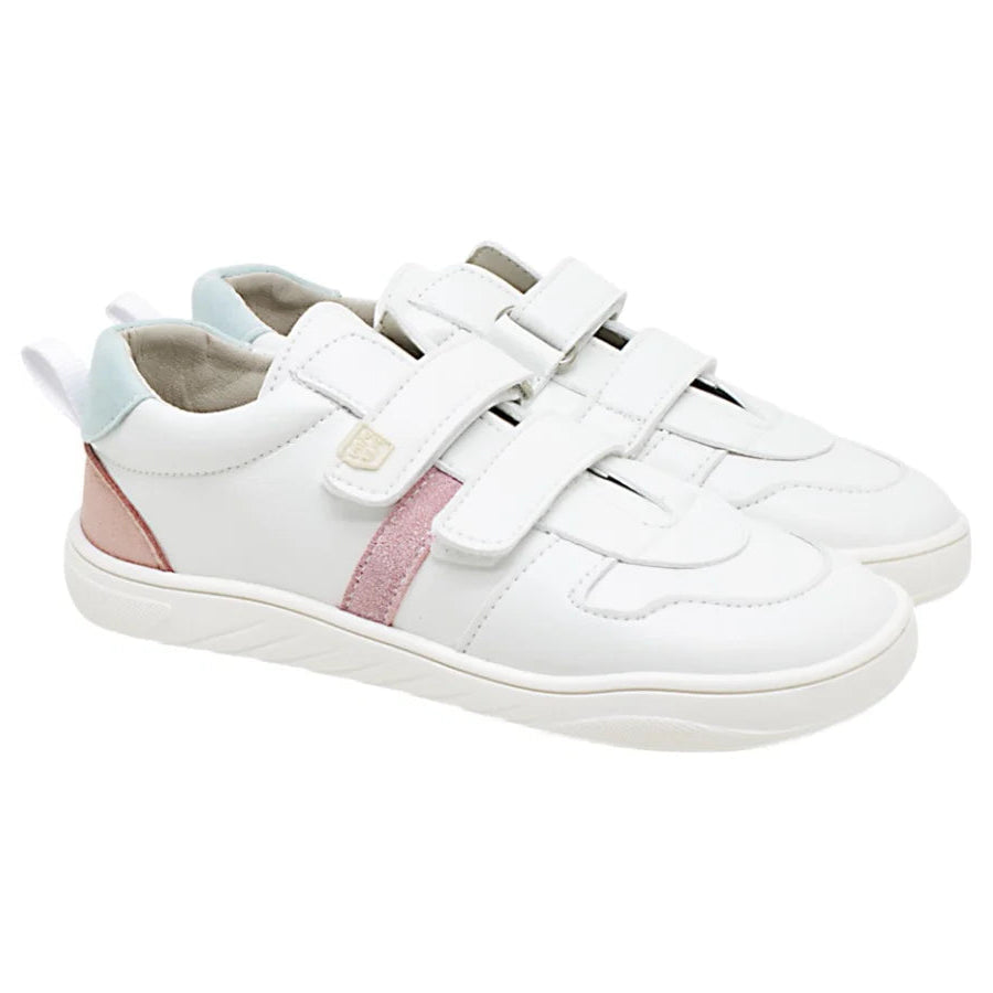 DEPORTIVA  BAREFOOT DOBLE VELCRO 3002-1 MICRO BLANCO Y SERRAJE ROSA - PIRUFLEX (Copia)