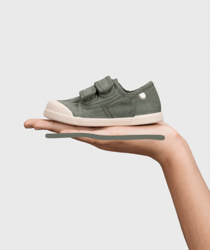 DEPORTIVA INFANTIL BAREFOOT MEDIUM LONA VELCRO  VERDE KAKI - IGOR