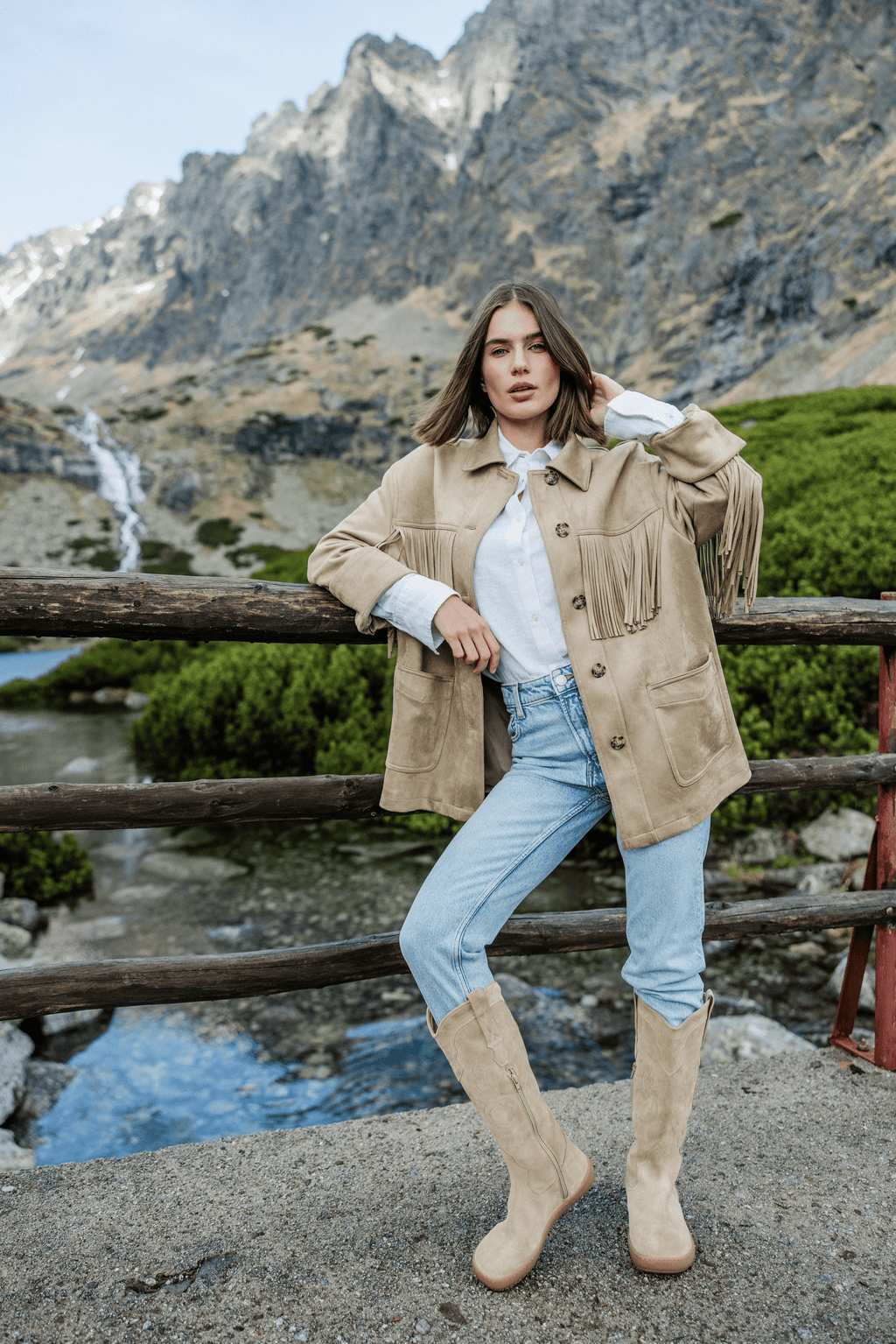 BOTA ALTA VAQUERA BAREFOOT ARIZONA PIEL SERRAJE BEIGE - SHAPEN - GARÓS