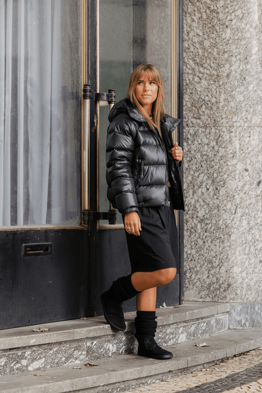 BOTA CALCETÍN BAREFOOT KNITTY PIEL SERRAJE NEGRO - SHAPEN - GARÓS