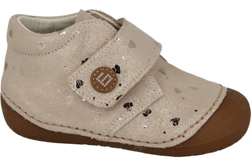 BOTA RESPETUOSA BEBÉ PIEL BEIGE CON CORAZONES GATEAFLEX - ANDANINES - GARÓS