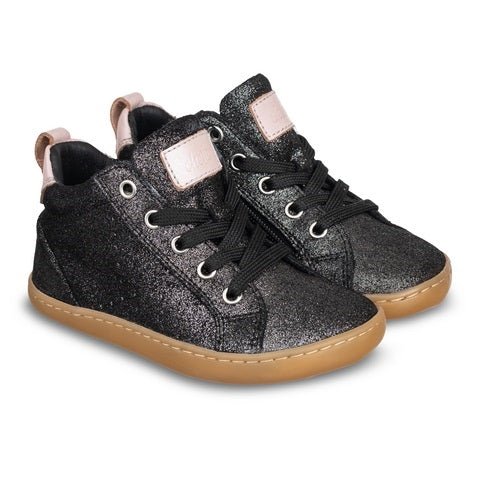 BOTÍN BAREFOOT CORDONES CON DISEÑO BRILLANTE 1125521 PIEL NEGRA - CHETTO - GARÓS