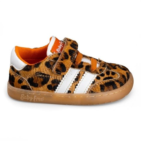 DEPORTIVA BAREFOOT BABY FREE CON VELCRO Y ELÁSTICO "SAMBA" PIEL ANIMAL PRINT - CHETTO - GARÓS