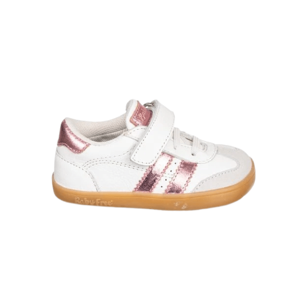 DEPORTIVA BAREFOOT BEBÉ "SAMBA" CON VELCRO Y ELÁSTICO PIEL 1125500 BLANCO Y ROSA - CHETTO - GARÓS