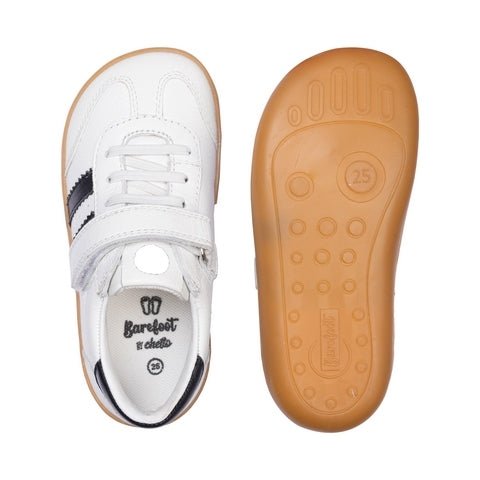 DEPORTIVA BAREFOOT JUNIOR "SAMBA" CON VELCRO Y ELÁSTICO PIEL 1125530 BLANCO Y NEGRO - CHETTO - GARÓS