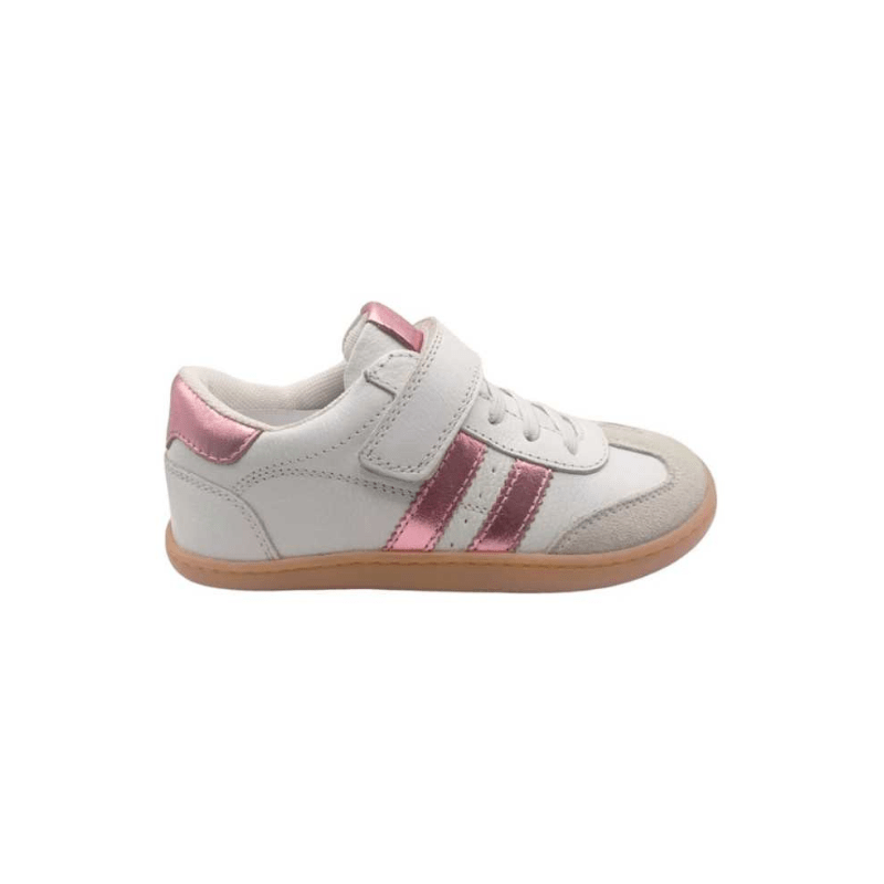 DEPORTIVA BAREFOOT JUNIOR "SAMBA" CON VELCRO Y ELÁSTICO PIEL 1125530 BLANCO Y ROSA - CHETTO - GARÓS