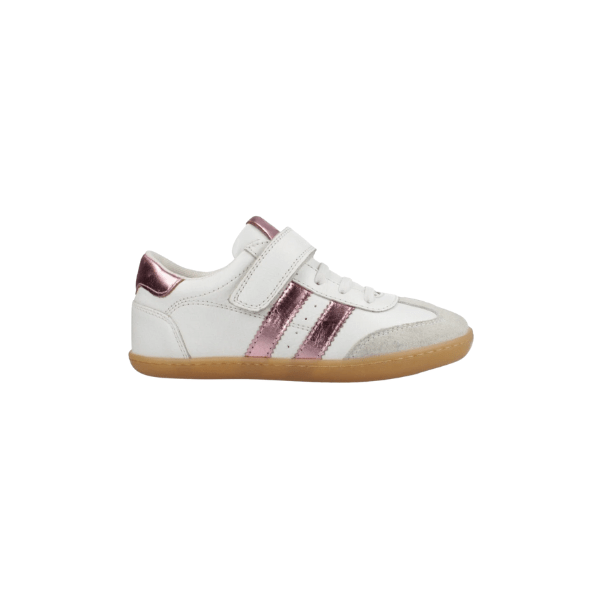 DEPORTIVA BAREFOOT JUNIOR "SAMBA" CON VELCRO Y ELÁSTICO PIEL 1125530 BLANCO Y ROSA - CHETTO - GARÓS
