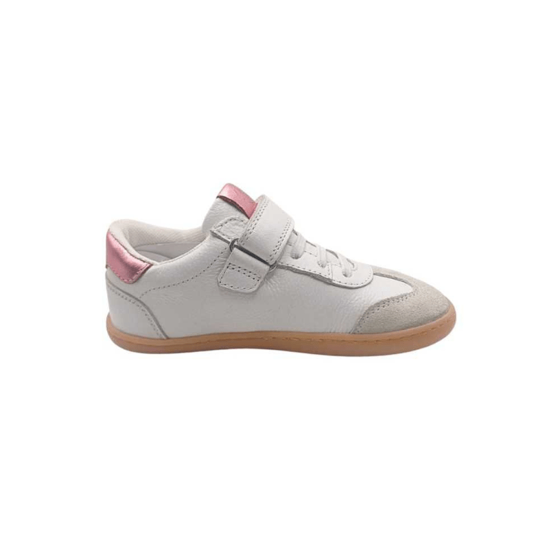 DEPORTIVA BAREFOOT JUNIOR "SAMBA" CON VELCRO Y ELÁSTICO PIEL 1125530 BLANCO Y ROSA - CHETTO - GARÓS