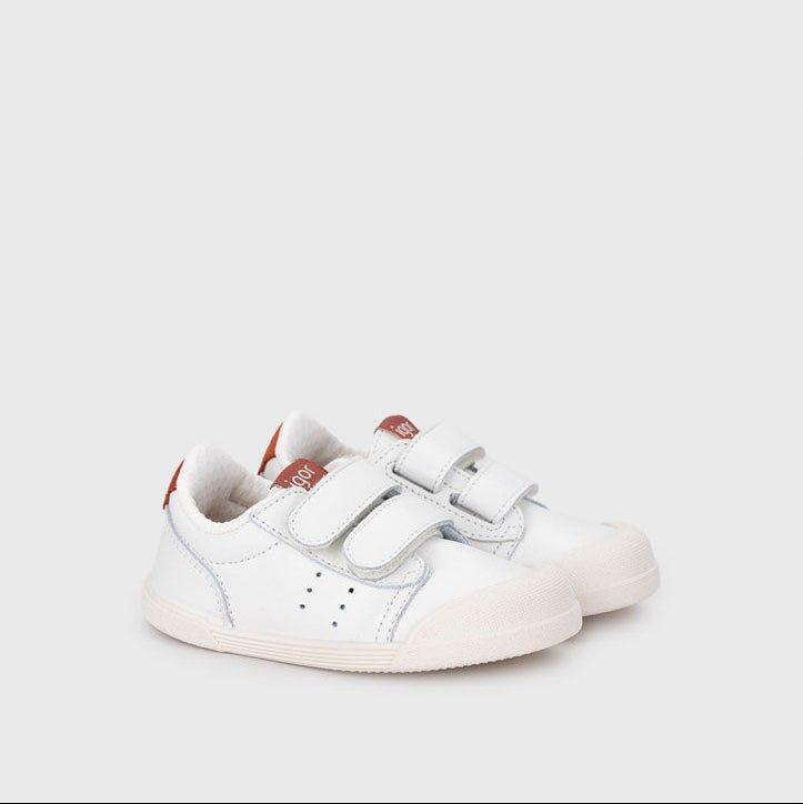 DEPORTIVA BAREFOOT MEDIUM TENNIS PIEL BLANCA Y TEJA - IGOR - GARÓS