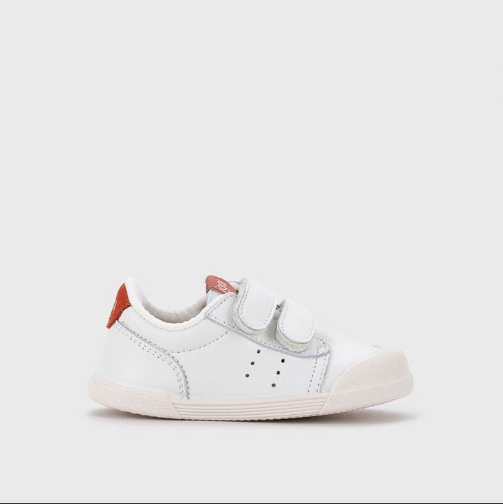 DEPORTIVA BAREFOOT MEDIUM TENNIS PIEL BLANCA Y TEJA - IGOR - GARÓS