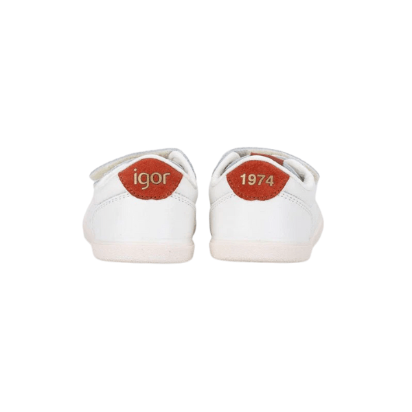 DEPORTIVA BAREFOOT MEDIUM TENNIS PIEL BLANCA Y TEJA - IGOR - GARÓS