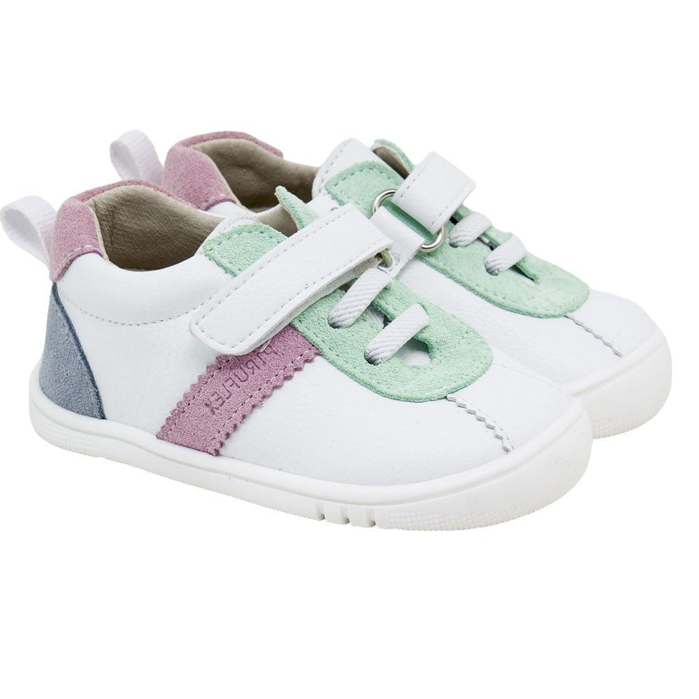 DEPORTIVA BAREFOOT MICRO Y SERRAJE PIRUFLEX PF411 - 1 BLANCA Y TURQUESA - GARÓS