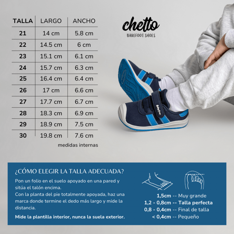 DEPORTIVA BAREFOOT RAYO VELCRO 1125506 AZUL - CHETTO - GARÓS