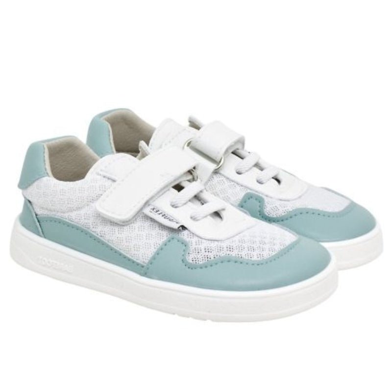DEPORTIVA BAREFOOT REJILLA CON VELCRO Y ELASTICO 5000-1 MICRO BLANCO Y AZUL - PIRUFLEX - GARÓS