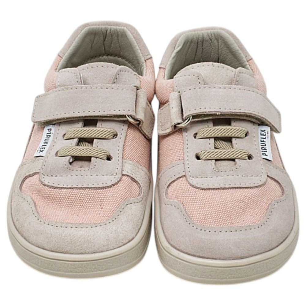 DEPORTIVA BAREFOOT VELCRO Y ELASTICO 5004 - 4 LONA ECOWORLD Y SERRAJE ROSA - PIRUFLEX - GARÓS
