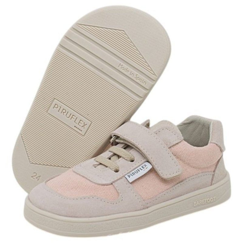 DEPORTIVA BAREFOOT VELCRO Y ELASTICO 5004-4 LONA ECOWORLD Y SERRAJE ROSA - PIRUFLEX - GARÓS