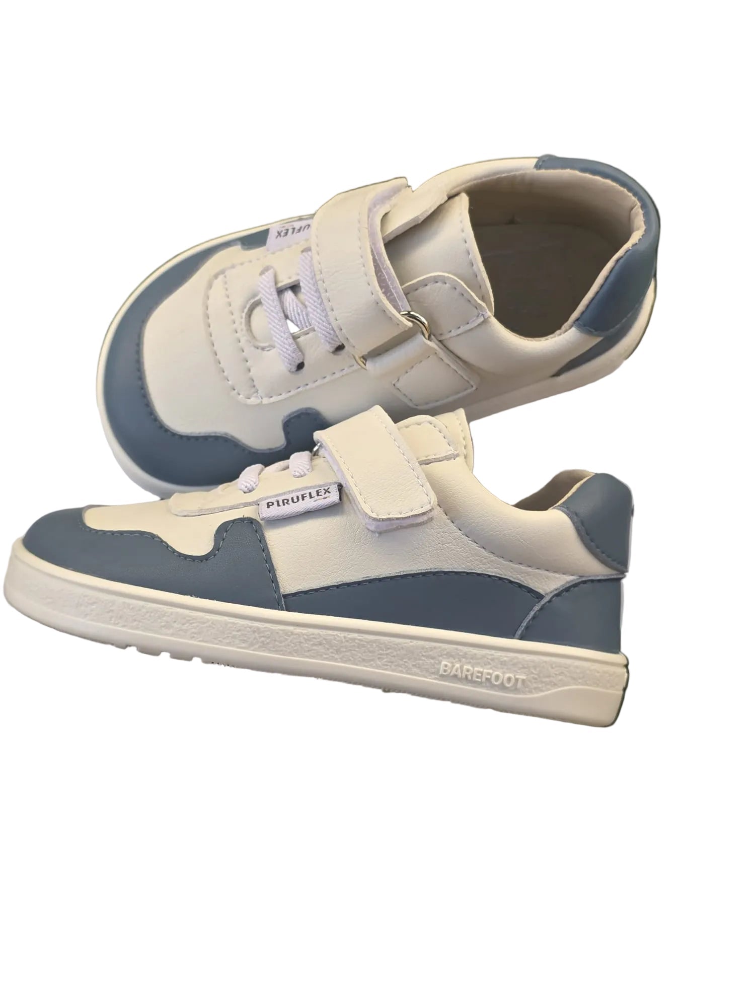 DEPORTIVA BAREFOOT VELCRO Y ELASTICO 5005 - 2 MICRO BLANCO Y AZUL - PIRUFLEX - GARÓS