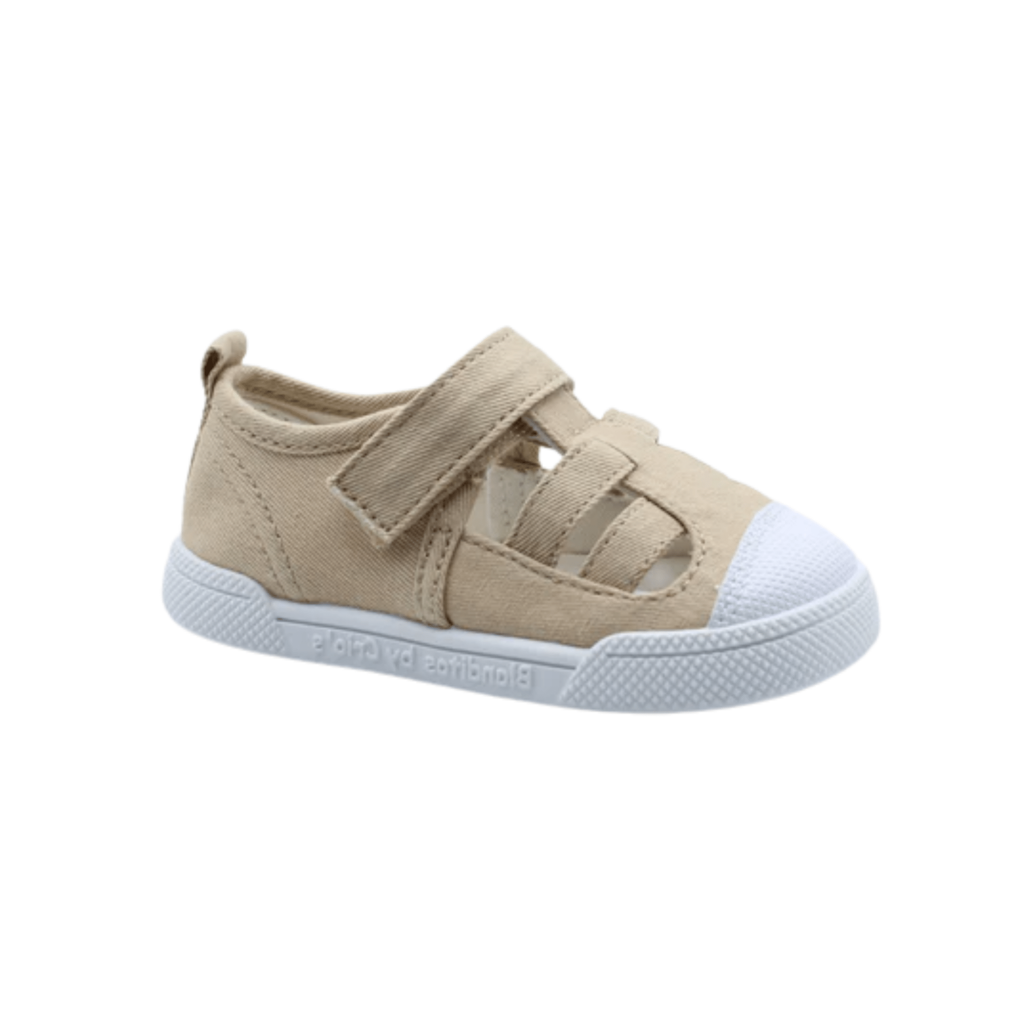 deportiva cangrejera infantil lona blanditos limón beige - garós