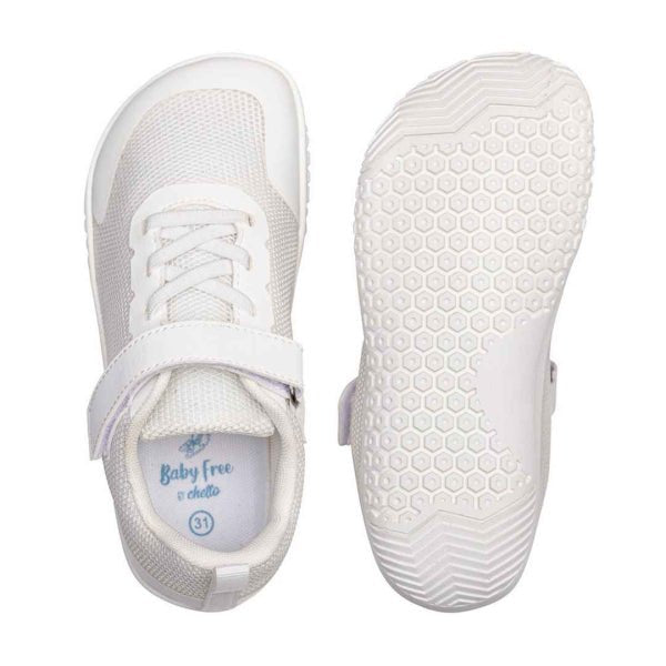 DEPORTIVA COLEGIAL BAREFOOT JUNIOR CON CORDÓN ELÁSTICO Y VELCRO 50000 MESH BLANCO - CHETTO - GARÓS