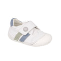 DEPORTIVA RESPETUOSA PRIMEROS PASOS CON VELCRO ZEUS PIEL BLANCA Y AZUL - GATEAFLEX - ANDANINES - GARÓS