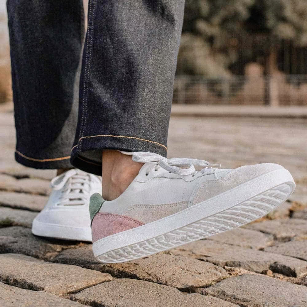 DEPORTIVA BAREFOOT MUJER NOVA PIEL BEIGE Y ROSA - GROUNDIES