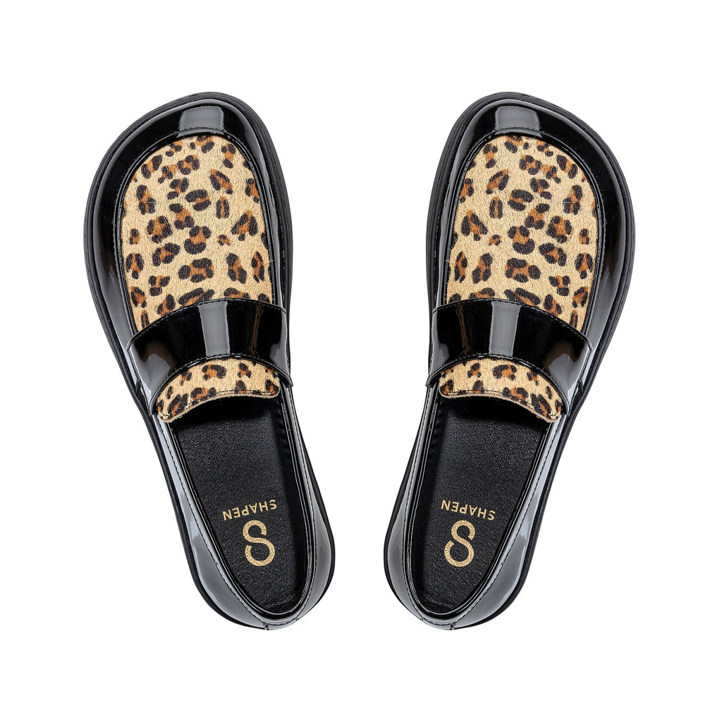 MOCASIN BAREFOOT SHEEN LEO NEGRO Y LEOPARDO - SHAPEN - GARÓS