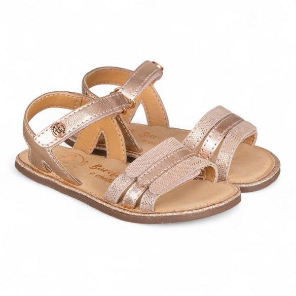SANDALIA BAREFOOT INFANTIL CON VELCRO 1126016 PIEL ORO ROSA - CHETTO - GARÓS