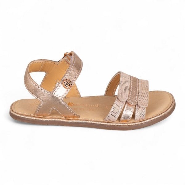 SANDALIA BAREFOOT INFANTIL CON VELCRO 1126016 PIEL ORO ROSA - CHETTO - GARÓS